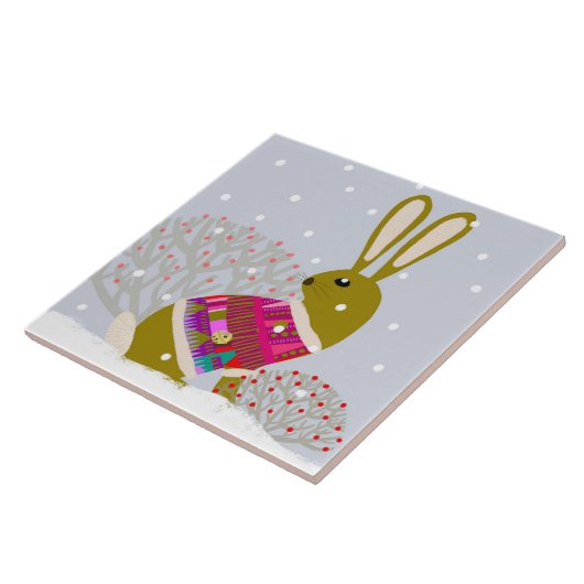 Winter Bunny Keramik Kitchenette Tile Fliese (Seite)