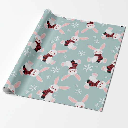 Winter Bunny Pattern Geschenkpapier (Ungerollt)