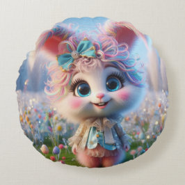 Winter Bunny Pillow Rundes Kissen