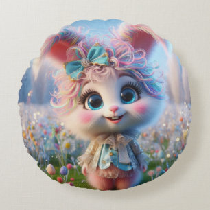 Winter Bunny Pillow Rundes Kissen