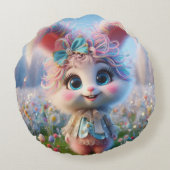 Winter Bunny Pillow Rundes Kissen (Rückseite)