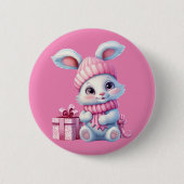 Winter Bunny Rabbit Button (Vorderseite)