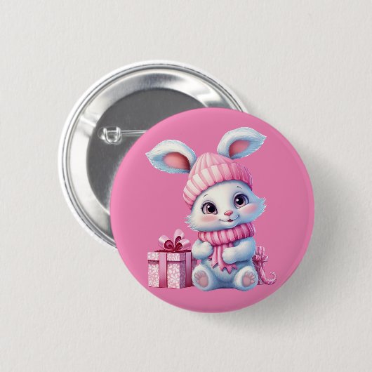 Winter Bunny Rabbit Button (Vorne & Hinten)