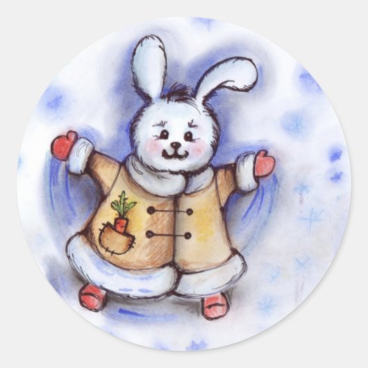 Winter Bunny Sticker! Runder Aufkleber (Vorderseite)