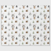 Winter Bunny und Schneemann Geschenkpapier (Flach)