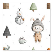 Winter Bunny und Schneemann Tapete (Vorderseite)