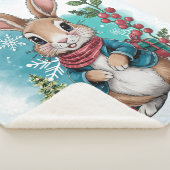 Winter Bunny Watercolor Weihnachten Sherpadecke (3/4)