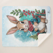 Winter Bunny Watercolor Weihnachten Sherpadecke (Vorderseite (Horizontal))