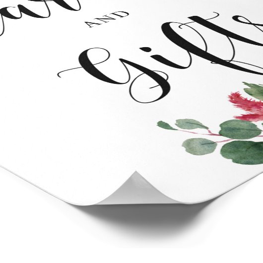 Winter Burgund Navy Blumenkarten und Geschenkzeich Poster (Ecke)