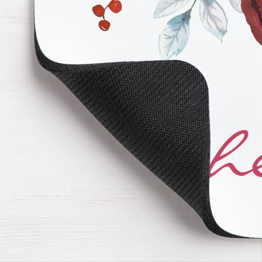 Winter Burgund Peony Rose Pine Bouquet Mousepad (Ecke)