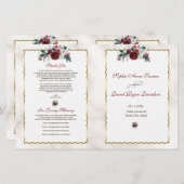 Winter Burgund Pine Gold Hochzeitsprogramm für Flo (Vorne/Hinten)