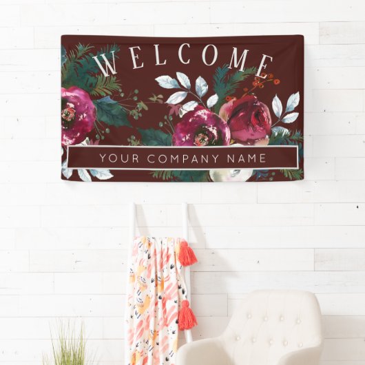 Winter Burgund Weihnachts Corporate Party Willkomm Banner (Insitu)