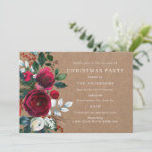 Winter Burgundy Green Foliage Weihnachtsfeiertag P Einladung (Stehend Vorderseite)