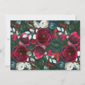 Winter Burgundy Green Foliage Weihnachtsfeiertag P Einladung (Rückseite)