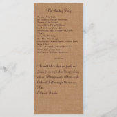 Winter Burlap-Hochzeitsprogramm Programm (Rückseite)