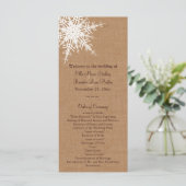 Winter Burlap-Hochzeitsprogramm Programm (Stehend Vorderseite)