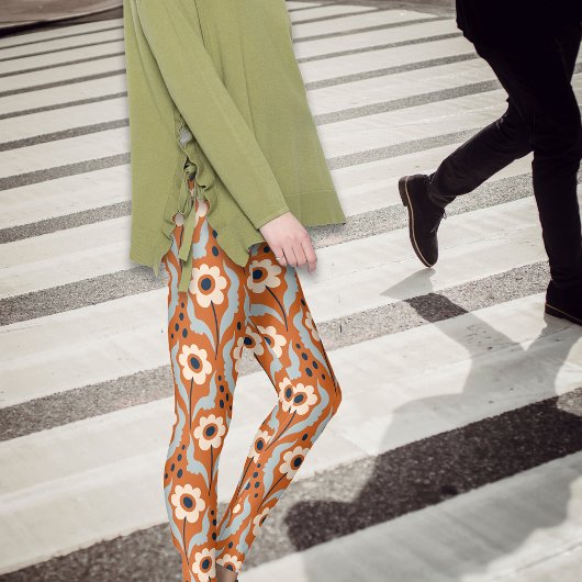 Winter Burnt Orange Egg Blume Leggings