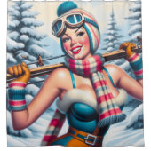 Winter Button-up Girl Duschvorhang (Vorderseite)