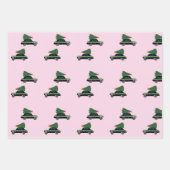 Winter Cab Taxi Fir Tree Muster Rosa Weihnachten Geschenkpapier Set (Vorderseite 2)