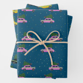 Winter Cab Taxi Fir Tree Pattern Blauer Weihnachte Geschenkpapier Set (Beispiel)