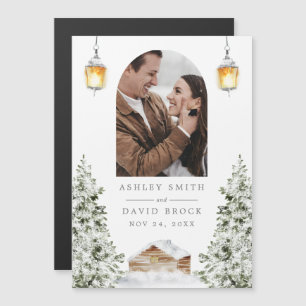 Winter Cabin Foto Save The Date Magnet