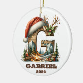 Winter Cabin Letter G mit gemütlicher Bergkulisse Keramik Ornament (Links)