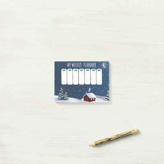 Winter Cabin Night Post-it® Notes Post-it Klebezettel (Auf Schreibtisch)