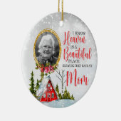 Winter Cabin Personalisiert Memorial Foto Keramik Ornament (Rechts)