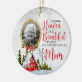 Winter Cabin Personalisiert Memorial Foto Keramik Ornament (Links)