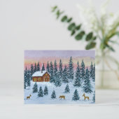 Winter Cabin Postcard Postkarte (Stehend Vorderseite)