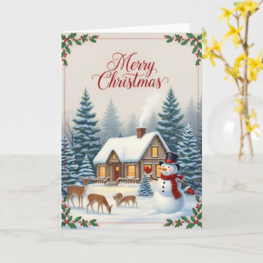 Winter Cabin Serenity Merry Christmas Card Karte (Gelbe Blume)