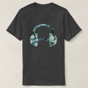 Winter Camouflage-Muster-Kopfhörer T-Shirt