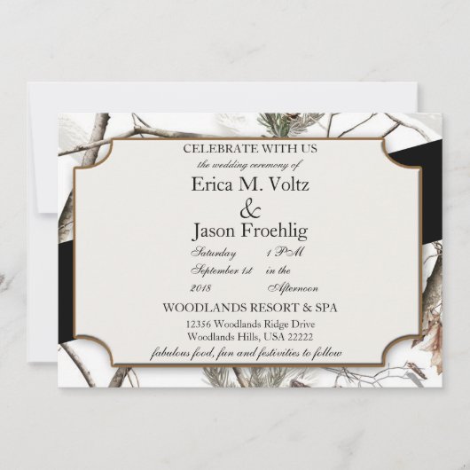 Winter Camouflage Wedding Einladung (Vorderseite)