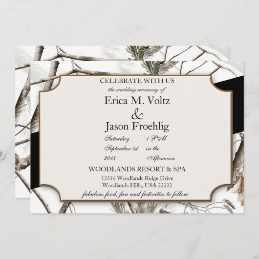 Winter Camouflage Wedding Einladung (Vorne/Hinten)