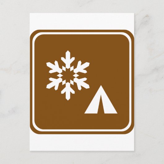 Winter Camping Highway Signage Postkarte (Vorderseite)