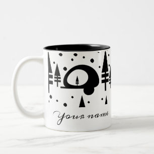 Winter-Camping-Schnee-Zweifarben-Kaffeetasse Zweifarbige Tasse