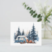 Winter Camping Wasserfarbe Postkarte (Stehend Vorderseite)