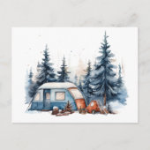 Winter Camping Wasserfarbe Postkarte (Vorderseite)