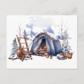 Winter Camping Wasserfarbe Postkarte (Vorderseite)