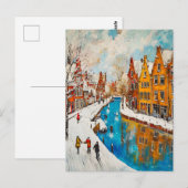 Winter Canal with Snowy Streets and Colorful House Postkarte (Vorne/Hinten)