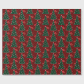 Winter Candy Cane Holly Berry Red Christmas Tree Geschenkpapier (Flach)