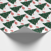 Winter Candy Cane Holly Berry White Christmas Tree Geschenkpapier (Ecke)