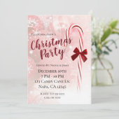 Winter Candy Cane Weihnachtsfeier Einladung (Stehend Vorderseite)