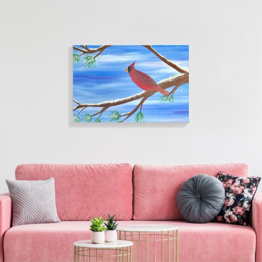 Winter Cardinal Canvas Wall Art Leinwanddruck (Insitu (Wohnzimmer))