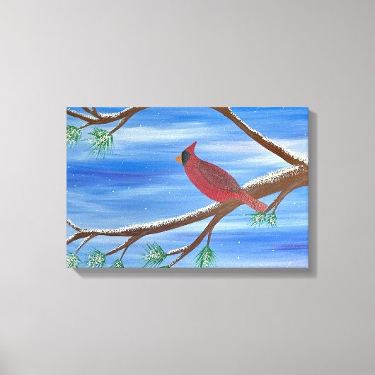 Winter Cardinal Canvas Wall Art Leinwanddruck (Vorderseite)