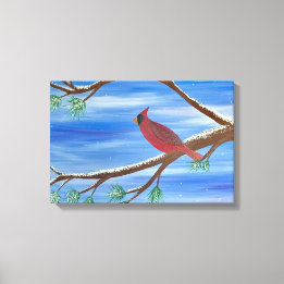 Winter Cardinal Leinwand-Wandkunst Leinwanddruck