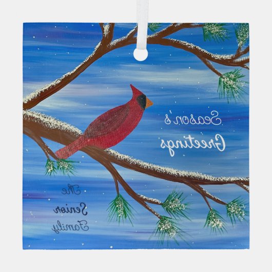 Winter Cardinal Ornament Aus Glas (Rückseite)