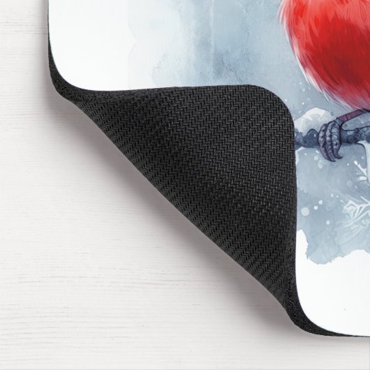 Winter Cardinal with Snowflakes on Icy Branch Mousepad (Ecke)