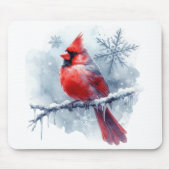 Winter Cardinal with Snowflakes on Icy Branch Mousepad (Vorne)