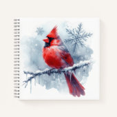 Winter Cardinal with Snowflakes on Icy Branch Notizblock (Vorderseite)
